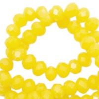Faceted glass beads 4x3mm disc Marigold yellow-pearl shine coating
